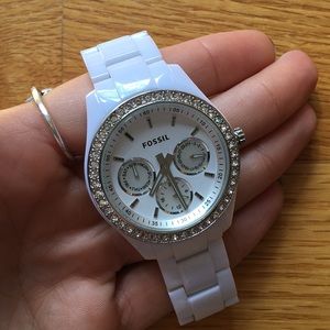 White Fossil Watch